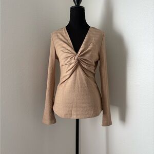 NWT Dokotoo Tan Long Sleeve Shirt- Size S/M